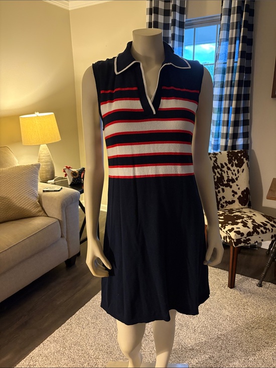 loft outlet Dresses & Skirts - LOFT Navy Sleeveless Polo Dress with Red and White Stripes